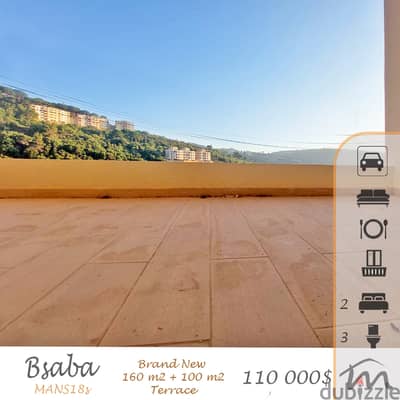 Bsaba | Spacious 2 Bedrooms Apartment + 100m² Terrace | Brand New