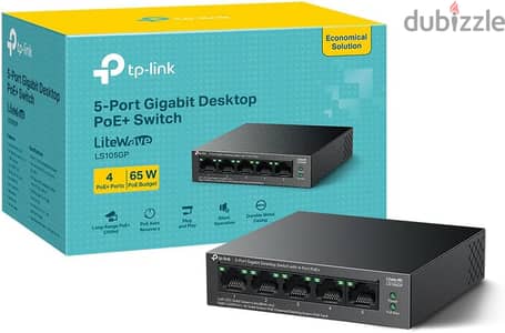 TPLink LS105GP 5-Port Gigabit Desktop Switch with 4-Port PoE+