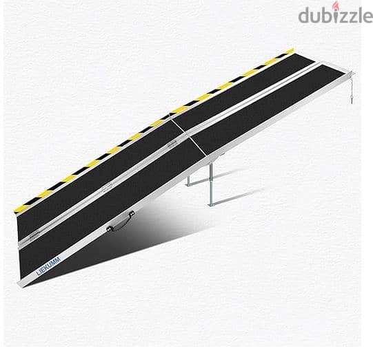 Wheelchair Ramp, 304 x 73 cm, Maximum 300 kg, Non-Slip Aluminium Wheel 1