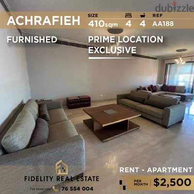 Apartment for rent in Achrafieh AA188 شقة للإيجار في الأشرفية