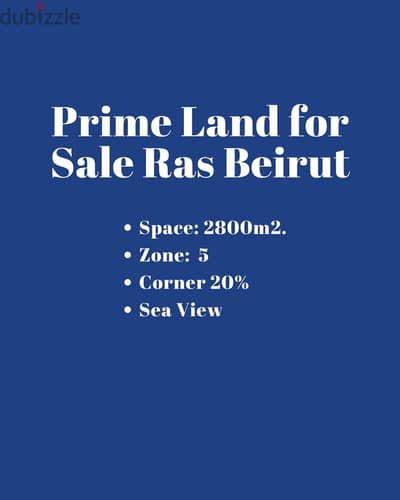 Prime Location Land with Sea View for sale in Ras Beirut