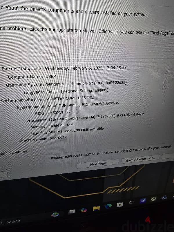 ASUS TUF 15 FX CORE I7 GENERATION 13H RTX 4070 12