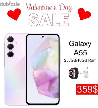 VALENTINE'S DAY SALE GALAXY A55 (16/256GB) WITH FREE AIRPODS AND WATCH