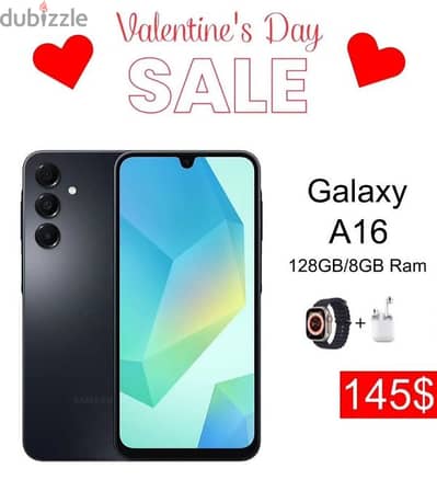 VALENTINE'S DAY SALE GALAXY A16 (8/128GB) WITH FREE AIRPODS AND WATCH