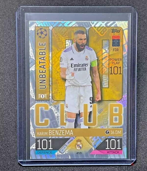 2022-23 Topps Match Attax UEFA Karim Benzema 100 Club Unbeatable #459 0