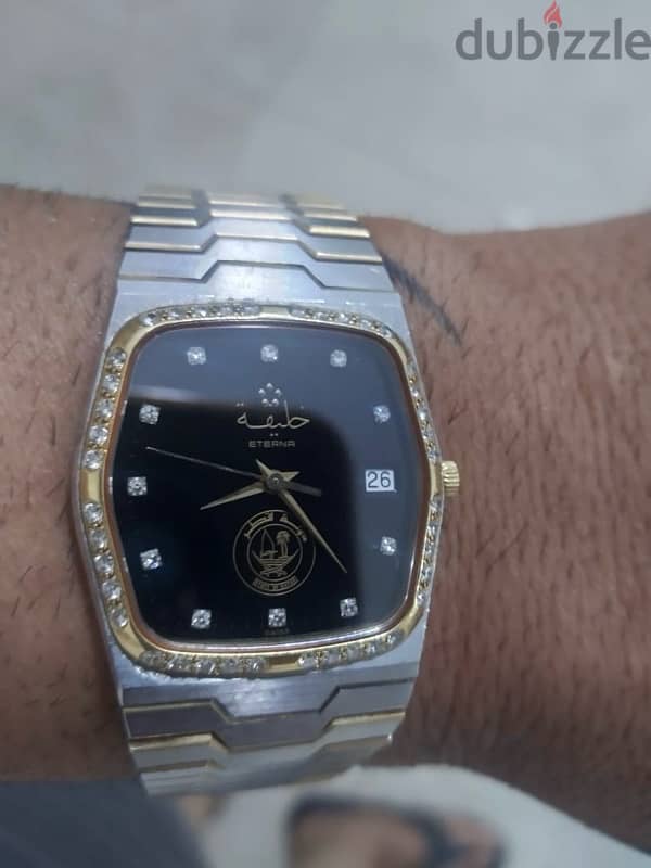 eterna royal quartz watch special edition Qatar king diamond gold stel 1