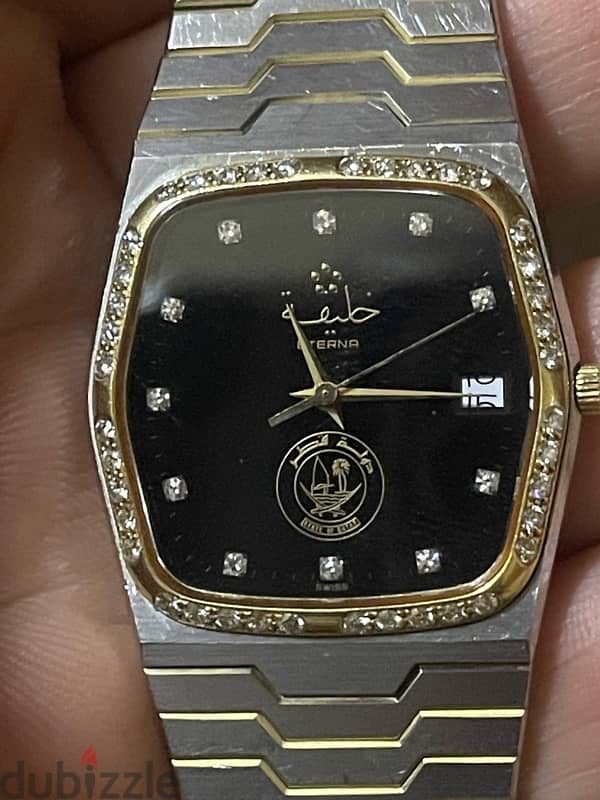 eterna royal quartz watch special edition Qatar king diamond gold stel 6