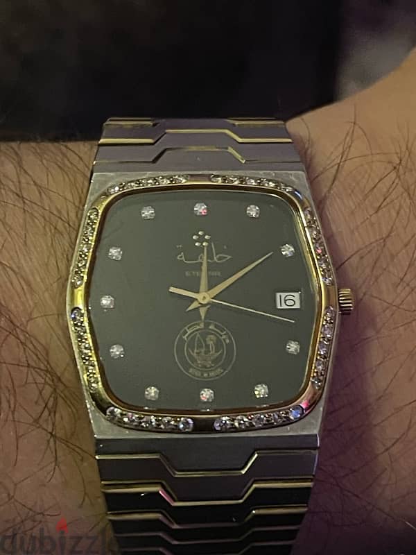 eterna royal quartz watch special edition Qatar king diamond gold stel 7