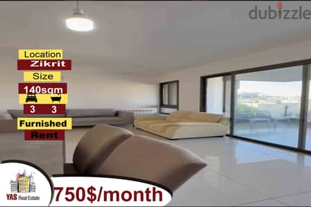 Zekrit 140m2 | Furnished | Rent | Luxury | New Flat | View | PM