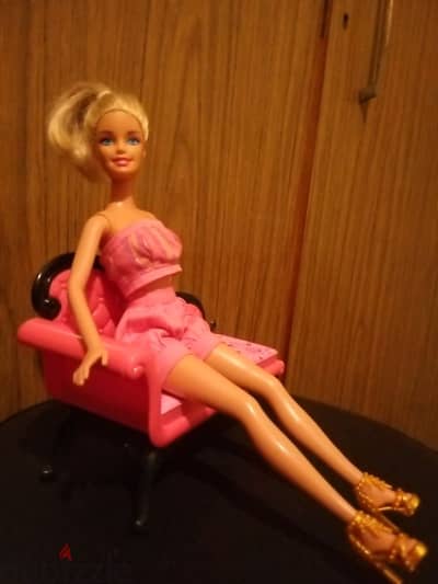 Barbie Mattel &LONG SET CHAIR great doll2011 bend legs+Outfit+Shoes=28