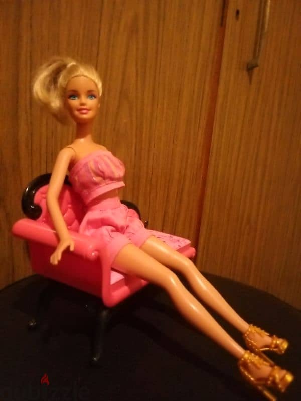 Barbie Mattel &LONG SET CHAIR great doll2011 bend legs+Outfit+Shoes=30 1