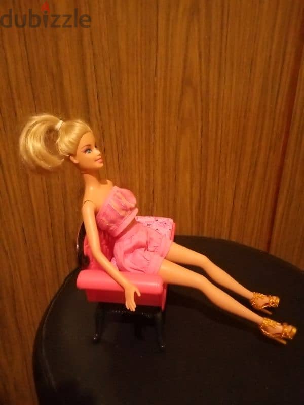 Barbie Mattel &LONG SET CHAIR great doll2011 bend legs+Outfit+Shoes=30 7