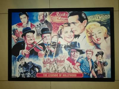 Retro style canvas print mounted on wood "legends of Hollywood"