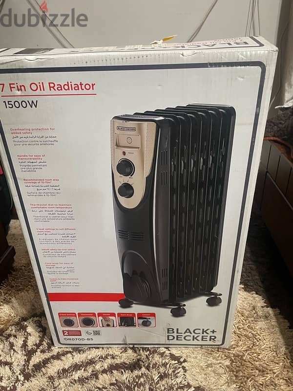 NEW HEATER - Black+Decker Oil Radiator 7 Fin 1500w 3