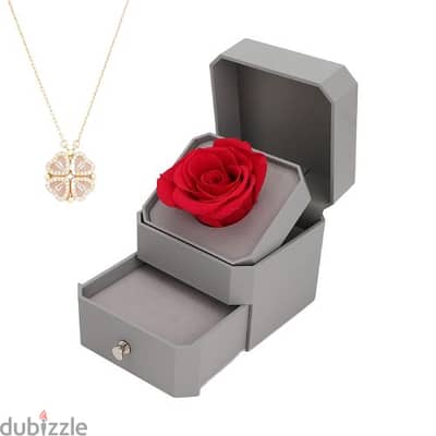 Valentine's Day Eternal Rose + Magnetic Four Heart Necklace