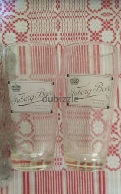 2 vintage beer glasses made in Denmark