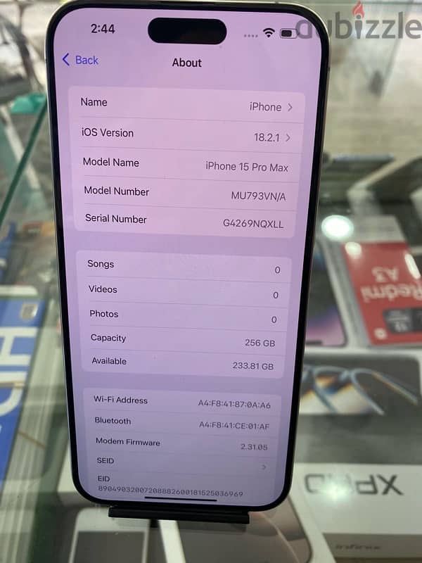 iphone 15 pro max 256gb titanium ktir ndif battery 96% 4