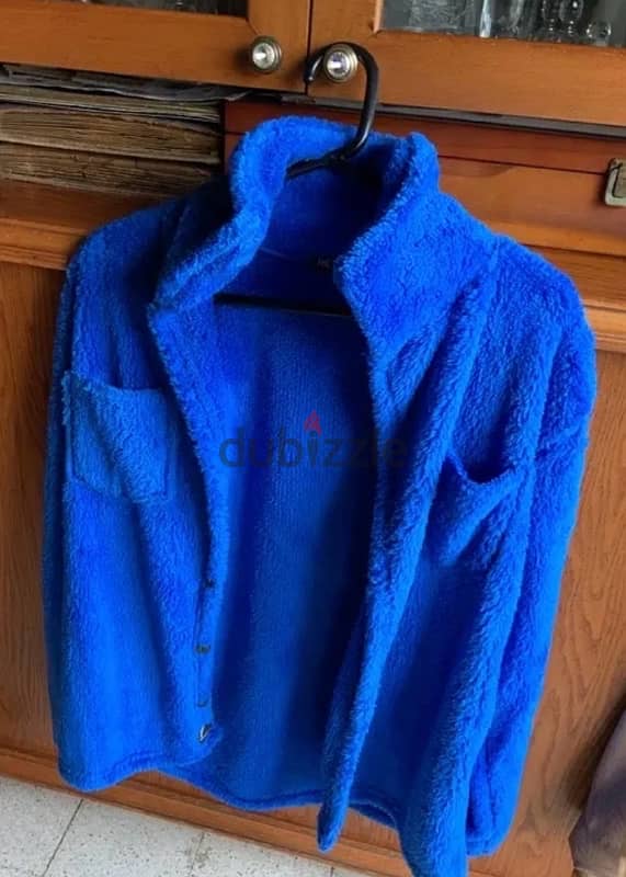 fur blue coat from turkey size small 0