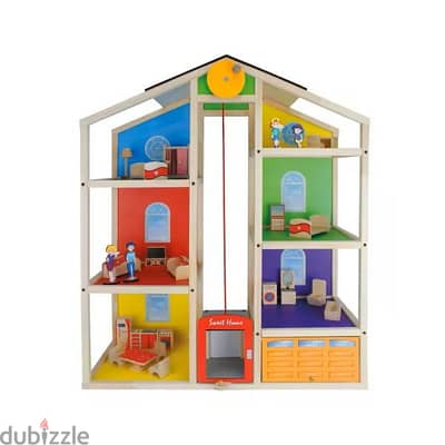 Wooden Doll House For Kids With Elevator