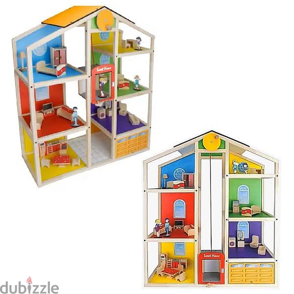 Wooden Doll House For Kids With Elevator 1