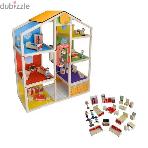 Wooden Doll House For Kids With Elevator 2