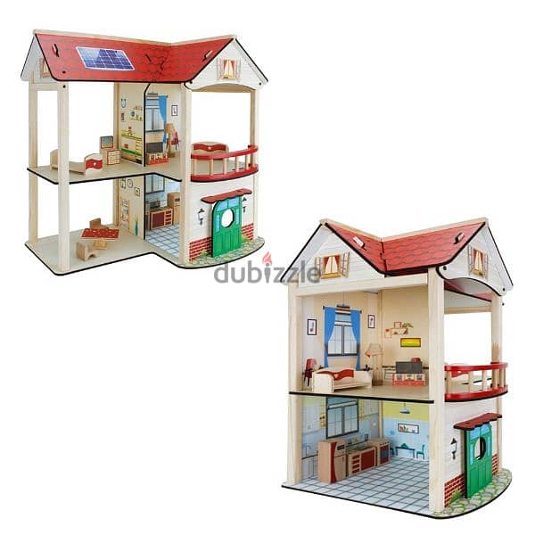 Wooden Doll House For Kids With Furniture 2