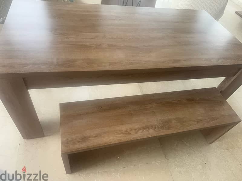 dining  table with buffet and bench like new 1