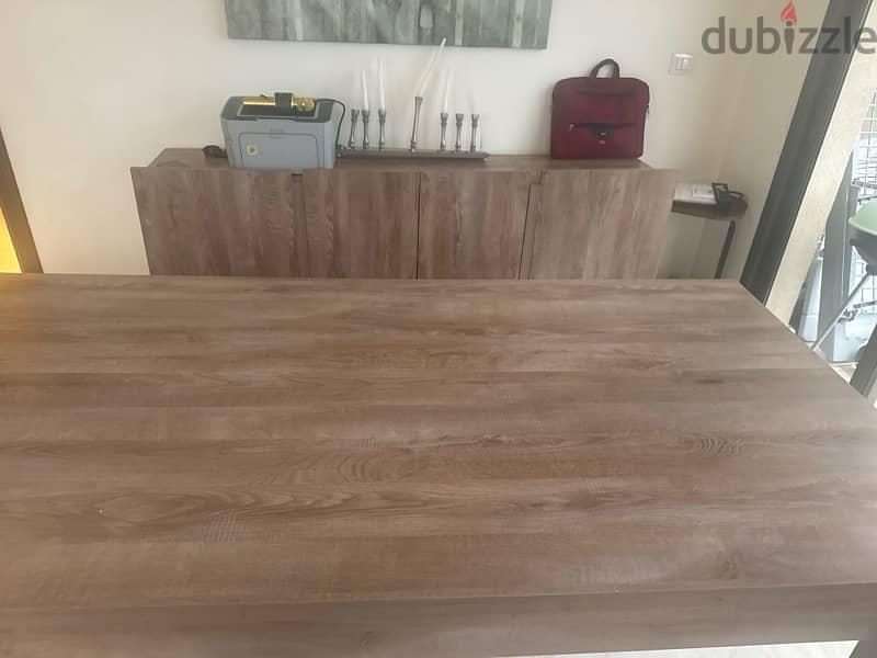 dining  table with buffet and bench like new 2