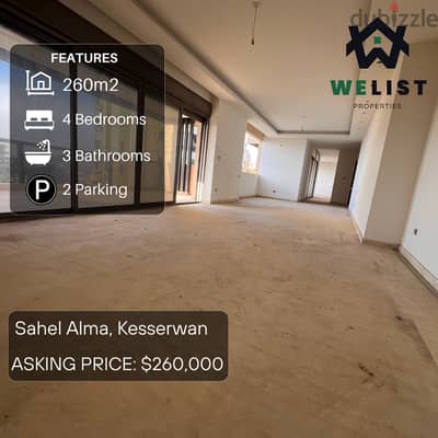 260sqm Apartment for sale in Sahel Alma-Jounieh  REF: MA25FSSA260260