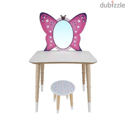 Wooden Make Up Butterfly Table With Chair For Kids