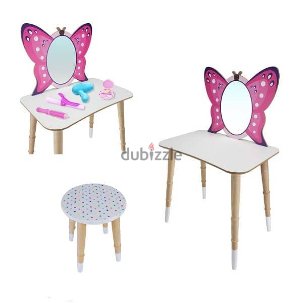 Wooden Make Up Butterfly Table With Chair For Kids 1