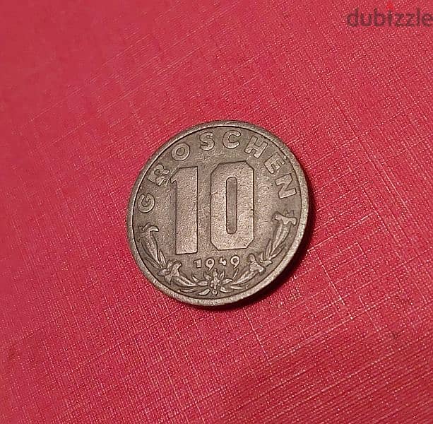 Austria 1949 Imperial Eagle zinc coin 10 Groschen 0