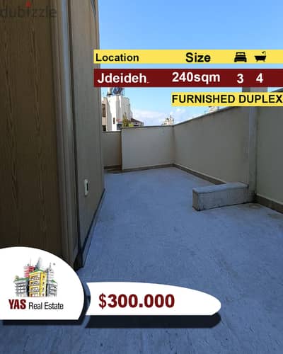 Jdeideh 240m2 | Duplex | Furnished | Well Maintained | AA |