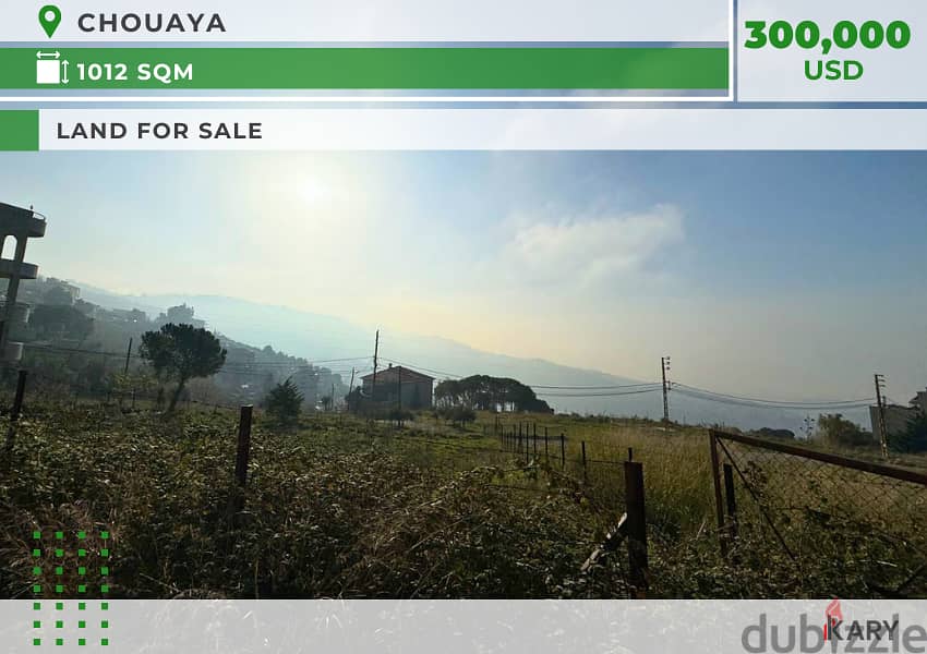 1012 Land for Sale in CHOUAYA Villas Zone Area أرض للبيع في شوايا 0