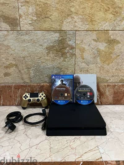 Ps4 Slim 1tr 2 cd hitman uncharted 4 orginal controller all cables