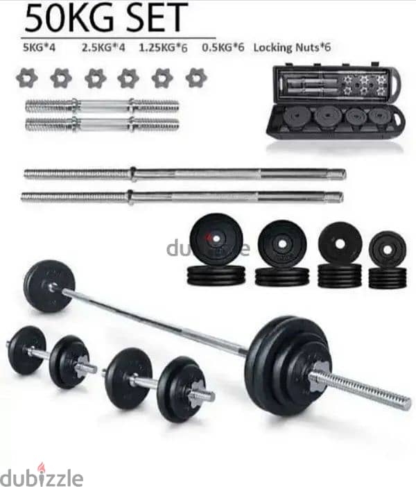 Adjustable Dumbell and barbell 50kg Cast Iron Steel 1