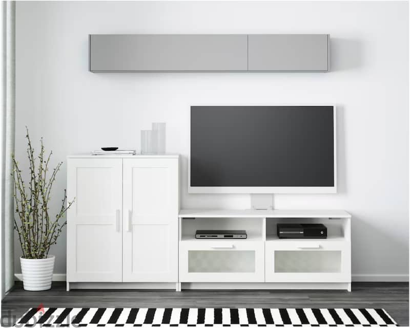 TV storage combination, white, 200x41x95 cm 0