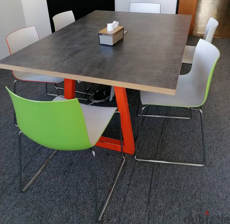 Wooden meeting-room table with chairs 0