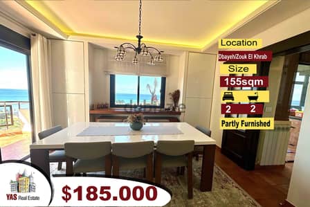 Dbayeh/Zouk El Khrab 155m2 | Partly Furnished | Sea View | High End|MJ