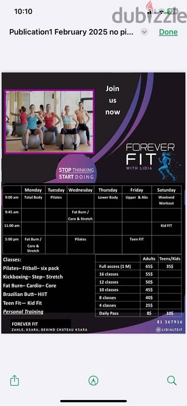 fitness classes