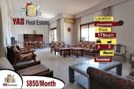 Jounieh 175m2 | Well Maintained | Open View | Rent | Furnished | EH/YV