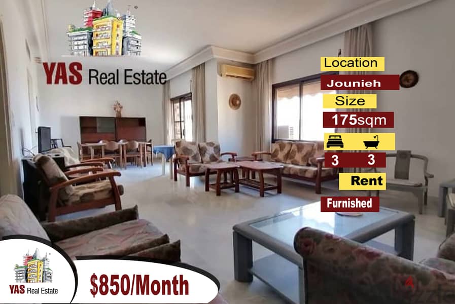 Jounieh 175m2 | Well Maintained | Open View | Rent | Furnished | EH/YV 0