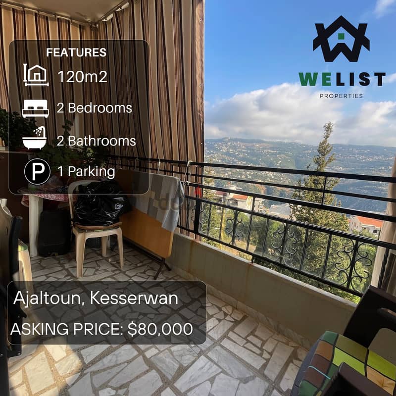 120sqm Apartment for sale in Ajaltoun   Reference: NW25JSAJ12080 0