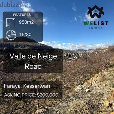 950sqm Land for sale in Faraya, Kesserwan  Reference: NW25JLFA950200