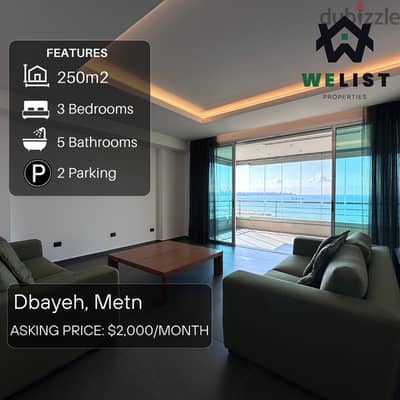 250sqm Apartment for rent in Dbayeh   Reference: EA25FSD2503000R