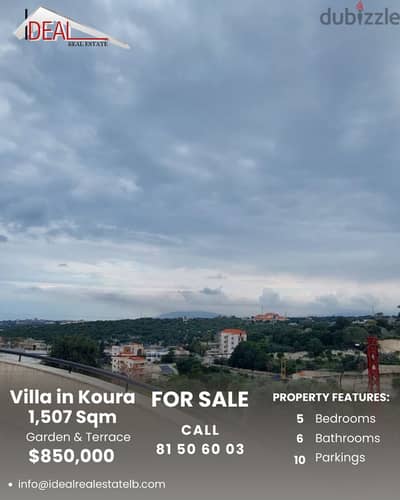 1,507 SQM Villa for sale in Koura Qalhat REF#BK8000