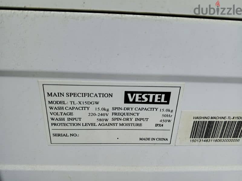 Vestel 15kg washing machine 3