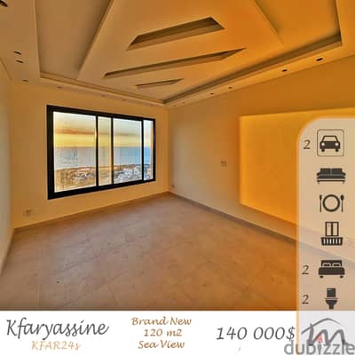 Kfaryassine | Brand New 2 Bedrooms Apt | Balcony | Panoramic Sea View