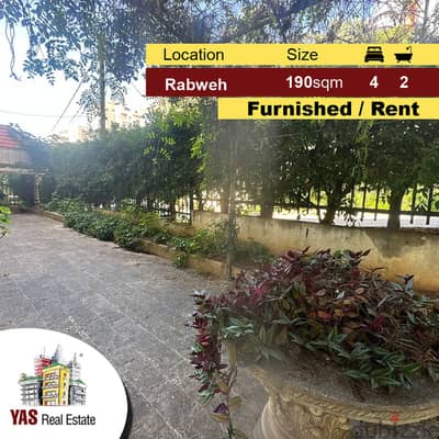 Rabweh 190m2 | 110m2 Garden | Furnished | Rent | |Prime Location | MJ