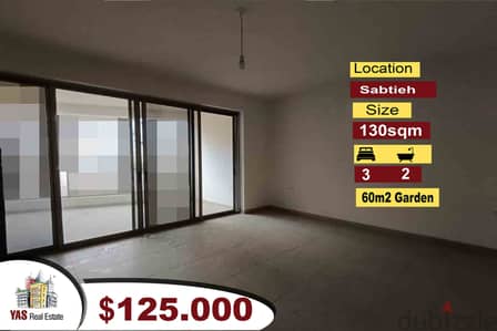 Sabtieh 130m2 | 60m2 Garden | New | Prime Location | AA/NER |